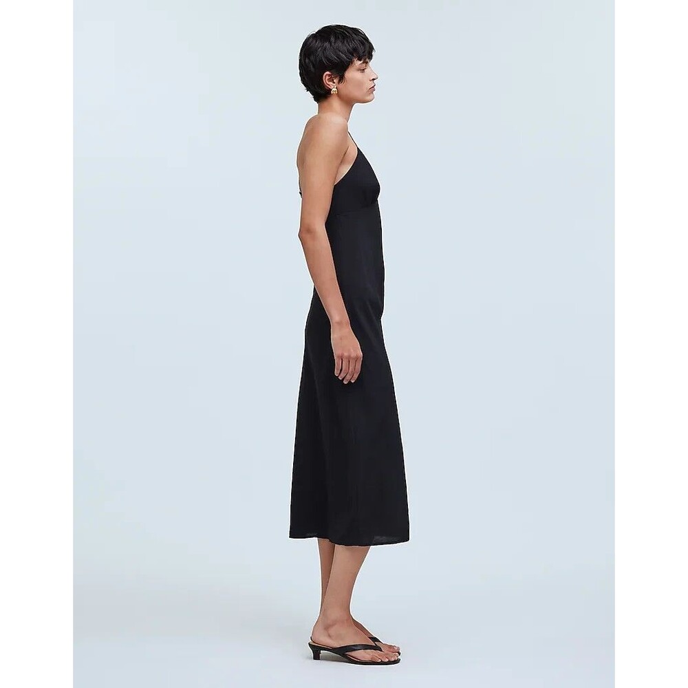 Madewell Size 8 Layton Midi Slip Dress Black Cami Strappy Criss Cross Back NWT - Picture 3 of 16